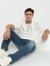 Boxy Fit Placement Print Round Neck T-Shirt with Short Sleeve