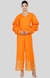 Orange Barcode Balloon Sleeve Blouse