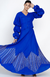 Royal Blue Barcode Balloon Sleeve Blouse