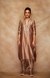 Antique Gold Chanderi Silk Gota A Line Kurta