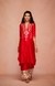 Red Chanderi Silk Gota A Line Kurta