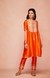 Orange Chanderi Silk Gota Pencil Pants