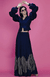 Navy Blue Barcode Circular Skirt