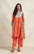 Red Printed Chanderi Pant