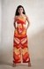Red & Orange Abstract Straight Pants