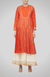 Orange Pleated Yoke Gota Kurta