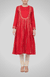 Red Pleated Yoke Gota Kurta