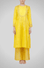 Yellow Pleated Yoke Gota Kurta