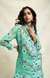 Turquoise Sequins Linen Shirt