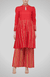 Red Drop-Waist Pleated Tunic