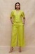 Lime Green Linen Crop Shirt