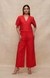 Red Linen Crop Shirt