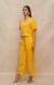 Yellow Linen Crop Shirt