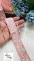 Threaded Flower Bouquet Pink Fabric Sequin Edging Embroidered Trim