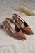 Patent Tan Pointed-Toe Slingback Heels