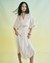 Champagne Petal Whisper Draped V-Neck Dress