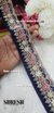 Navy Blue Floral Beads & Thread Embroidery Lace – 48866-EMB