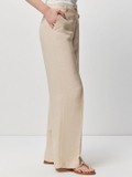 Beige Linen Flared Trouser
