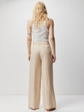 Beige Linen Flared Trouser