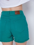 Green denim shorts