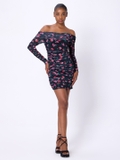 Ruched Mesh Bardot Bodycon Dress