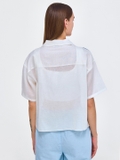 White rose print crop shirt