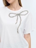 White Boxy Tshirt With Diamante