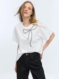 White Boxy Tshirt With Diamante