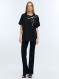 Black Boxy Tshirt With Diamonte