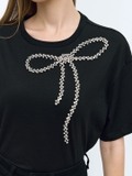 Black Boxy Tshirt With Diamonte
