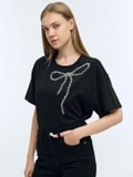 Black Boxy Tshirt With Diamonte