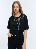 Black Boxy Tshirt With Diamonte