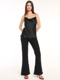 Black Satin Slip Top