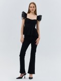 Black peplum Mesh Top
