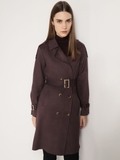 Suede Long Coat With Belt