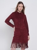 Wine Bohemian Suede Shirt