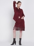 Wine Bohemian Suede Shirt