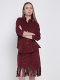 Wine Bohemian Suede Shirt