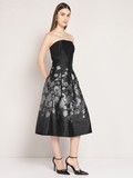 Black Jacquard Floral Dress