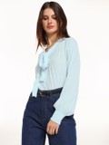 Blue Front Tie Top