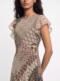 Helia Brown Printed Dress