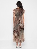 Helia Brown Printed Dress