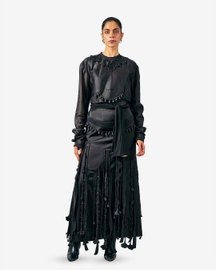 Tube Patchwork Top & Cut-out Tassels Skirt Set