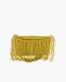 Raffia Foldover Clutch With Tassel