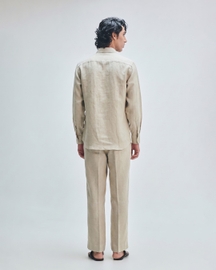 Undyed Linen Men's Straight Pleated Pants