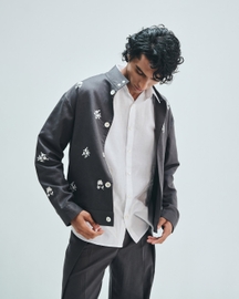 Pebble Co-linen Embroidered Men’s Stand Collar Jacket