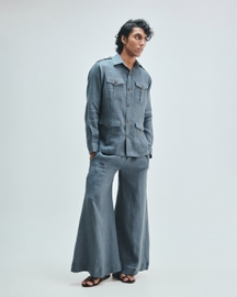 Slate Linen Men's Safari Overshirt Set