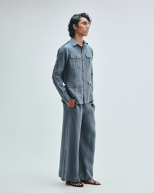 Slate Linen Men's Safari Overshirt Set