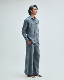Slate Linen Men's Safari Overshirt Shirt
