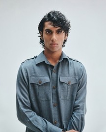 Slate Linen Men's Safari Overshirt Shirt